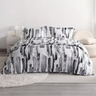  3 Pieces Ink Pattern Duvet Cover Set  Brushed Microfiber Full queen Light Grey