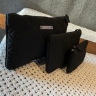Vera Bradley Set Of 3 Quilted Black Cosmetic Bags  1 Large  1 Medium    1 Small