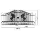 16x8 Ft Heavy Duty Steel Dual Swing Driveway Gate powder Coated horse Style