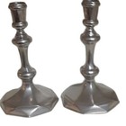 Pair Vintage Williamsburg Stieff Pewter Candlesticks