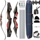 Pmz Recurve Bow And Arrow Set 60   Wooden Takedown Bow for Youth Beginners 35lbs