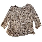 Style   Co Top Womens Plus 3x Brown Animal Print Leopard Long Sleeve Blouse Nwt
