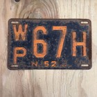 1952   1956 New Jersey License Plate Set - Tag Wp67h