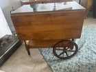 Vintage Mid Century Colonial Drop Leaf Butler Tea Or Bar Serving Cart
