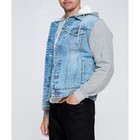 Men s Jean Jacket Hoodie Cotton Denim Long Sleeve Hybrid Hooded Trucker Jacket
