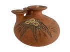 Carma Sand Art Pottery Vase oil Lamp Tri Flower Signed Studio Hand Crafted 1983