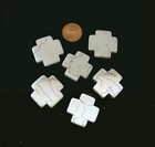 25mm White Turquoise Cross Beads  6 Pcs 