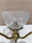 Antique Restored Brass 3 Light Sconce With Matching Etched Shades
