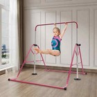 Pink Gymnastics Bars Children s Monkey Bars Foldable 5adjustable Height Kids toy