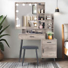 Vintage Vanity Table Set With Sliding Mirror   Charging Station Dressing Desk
