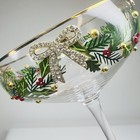 Christmas Coupe Glasses Gold Bow Rhinestone Jeweled Holly Cocktail Set Of 4 New