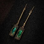 Fashion Women Long Green Stone Drop Dangle Earrings Vintage Jewelry Gift Golden