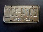 Vintage New York License Plate - Orange And Blue - 2074-bdw - Ny