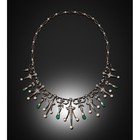 Emerald   Pearl    Diamond Rare Antique-style Convertible Tiara Necklace Set