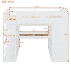 Full Size Solid Wood Loft Bed W desk wardrobes 4 Drawers   Storage Shelves-white