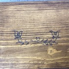 Vintage Wood Box Hinged Lid Brass Hasp Storage Box Tulips Engraved On Lid