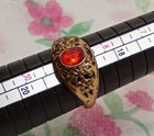 Rare Ancient Medieval Bronze Ring With Red Gemstones - Authentic
