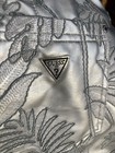 Guess Women s Silver Tropical Floral Denim Straight Jeans Mid Rise 5-pocket