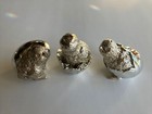 Set 3 Primitive Antique Tin Style Easter Chick Chicken Silver Hatching Egg Resin