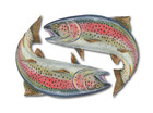 Rainbow Trout Fish Fly Fishing Large Decal Contour Cut Sticker 2 Pack