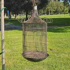 Vintage American Victorian Iron Wirework Ornate Dome Bird Cage 34 h