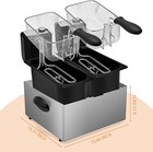 Deep Fryer  2 Baskets Electric Oil Fryer W  5 4qt 6l 3000w Timer Control