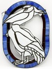 Vintage Large Oval Stained Glass Pelican Window Suncatcher 20    X 14    Inch