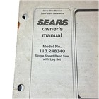 Sears Craftsman 14 Inch Band Saw Manual 113 248340 Single Speed
