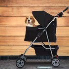 4 Wheels Dog Cat Stroller For Small Medium Dogs Cats Foldable Puppy Stroller