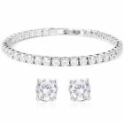 Womens Round Cz 4mm Tennis Bracelet With A Set Of 925 Sterling Silver Studs 
