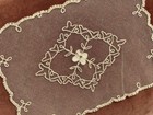 Antique Vtg Lace Doily- Hm Swiss Tambour Net Lace Doily Dresser Scarf Panel  4