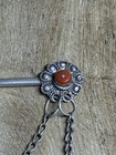 Vintage Nepal Hair Stick     Sterling Silver With Natural Red Coral