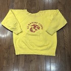 Vintage 1950s Military Us Marine Corps Yellow Pt Stenciled Sweatshirt Men Medium