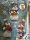 Vintage Design Works Felt Snowman Ornament Kit Set Of 3 Christmas 5331 New