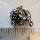 Silver Tone Elephant Charm Pendant  Clear Round Stones Eyes  Metal Bezel Set