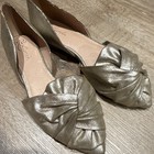 Anthropologie Gold Metallic Synthetic Bow Flats Women s Slip-on Pointed Toe 9