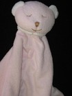 Angel Dear Pink   White Bear Security Blanket Baby Lovey Closed Eyes Sleeping