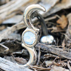 316l Stainless Steel Crescent And Full Moon Top Down Navel Ring - Unique Moon Ph