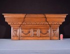 54  Wide Large Antique French Solid Oak Wood Panel crest Pediment
