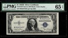 1935d  1 Silver Certificate Pmg Gem Uncirculated 65 Epq Banknote Narrow  bj 