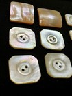 Rare Square Vtg Hand Carved Mother Of Pearl Buttons Lot 13 Set 1920s Art Deco