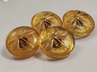 Yellow   Gold Dragonfly Czech Glass Buttons Lot Of 4 New Pour Vintage Mold 18mm