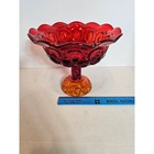 Le Smith Moon And Star Amberina Red Cadmium Glow Pedestal Compote Bowl 6x7 25