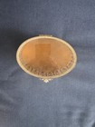 Vintage Ormolu Gold Filigree Jewelry Casket Box Oval Beveled Glass Matson Style