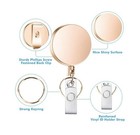 2pc Rose Gold Alloy Retractable Badge Id Holder Belt Clip Key Ring Reel