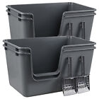 2 4 Extra Large Cat Litter Box Big Kitty Pan Pet Animal Giant Plastic High Sides