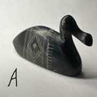 Vintage Hand Carved Black Soapstone Bird Figurines Unique Primitive Etchings