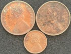 Lot British India 2x 1 4 Quarters   1 12 Anna 1875 - 1886 Queen Victoria Vf