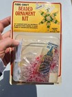 Fibre-craft Beaded Snowflake Red clear Makes 3 Bead Vtg Christmas Ornament Kit