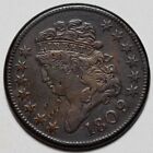 1809 6 Classic Head Half Cent - 9 Over Inverted 9 - Nicks - Us 1 2c Copper Penny